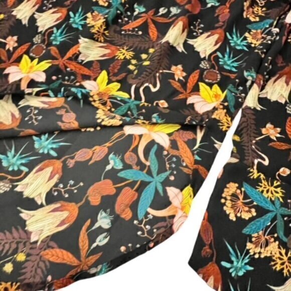H & M Tunic Blouse Botanical Garden Floral Print Long Sleeve Size 14 Cottagecore - Picture 3 of 11